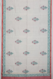 White Vanaspathi Printed Silk Cotton 3-Piece Salwar Suit Material With Printed Dupatta - Avishya