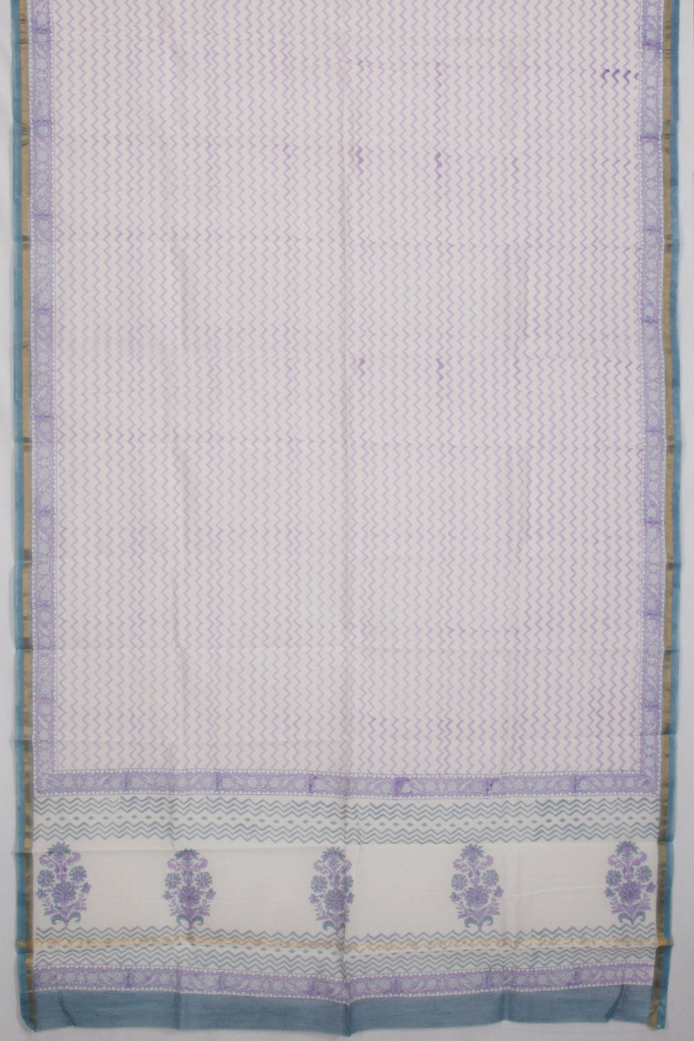  Off White Vanaspathi Printed Silk Cotton 3-Piece Salwar Suit Material - Avishya