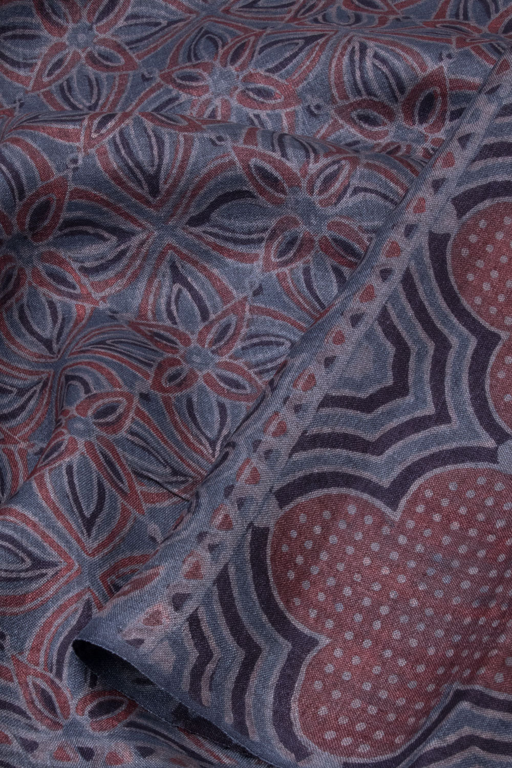 Blue Ajrakh Printed Tussar Silk Saree - Avishya