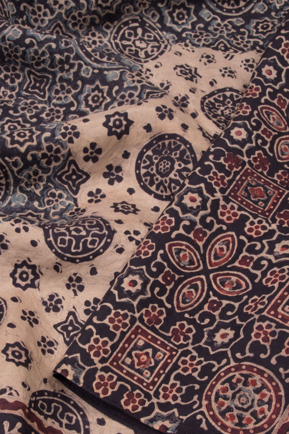 Multi Colour Ajrakh Printed Mulberry Silk Saree - Avishya
