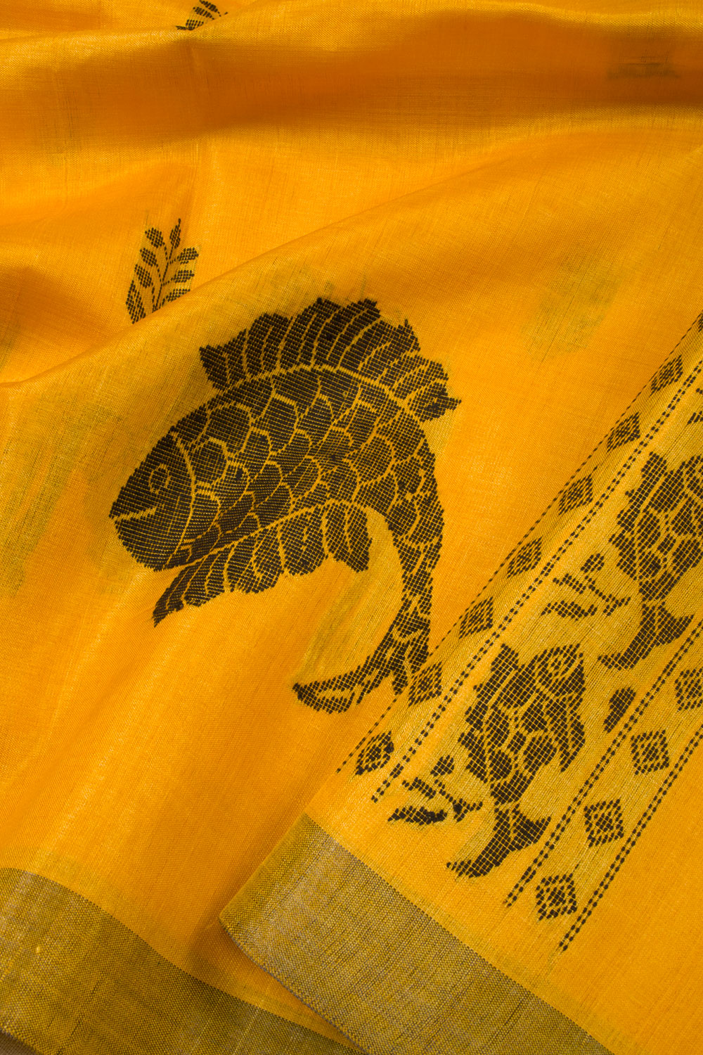 Yellow Handloom Kosa silk saree - Avishya