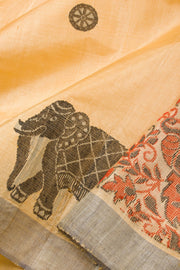 Peach Handloom Kosa silk saree - Avishya