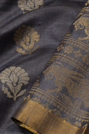 Mettalic Grey Handloom Kosa silk saree - Avishya