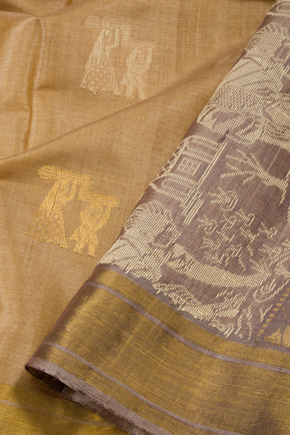 Beige Handloom Kosa silk saree - Avishya