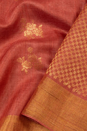 Rust Orange Handloom Kosa silk saree - Avishya