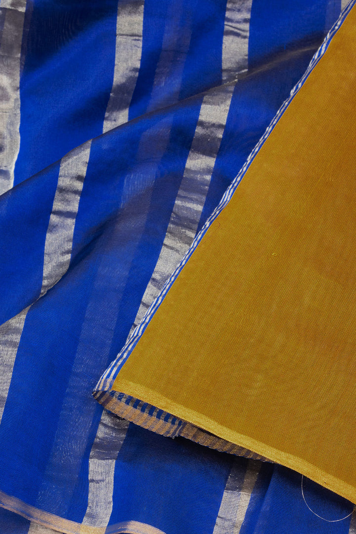 Blue Handwoven Chanderi Silk Cotton Saree 10067490