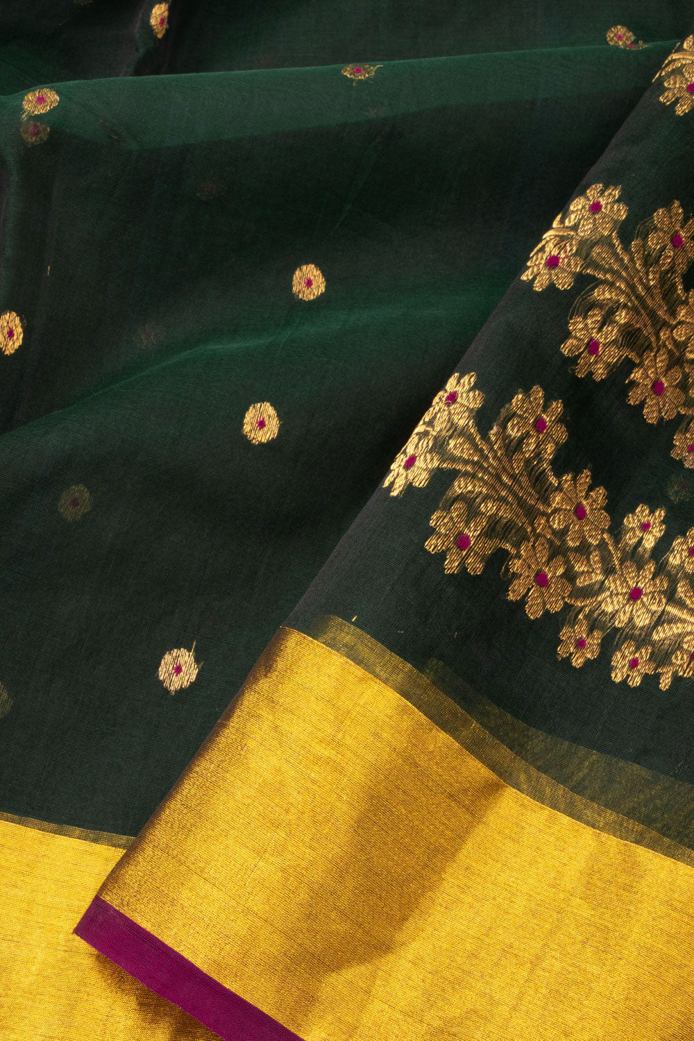 Green Handwoven Chanderi Silk Cotton Saree - Avishya