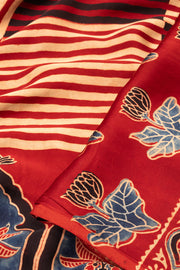 Maroon Ajrakh Modal Silk Saree - Avishya