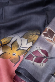 Blue Hand Painted Tussar silk saree 10067521