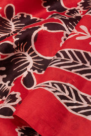 Chilli Red Batik Printed Silk Saree -Avishya
