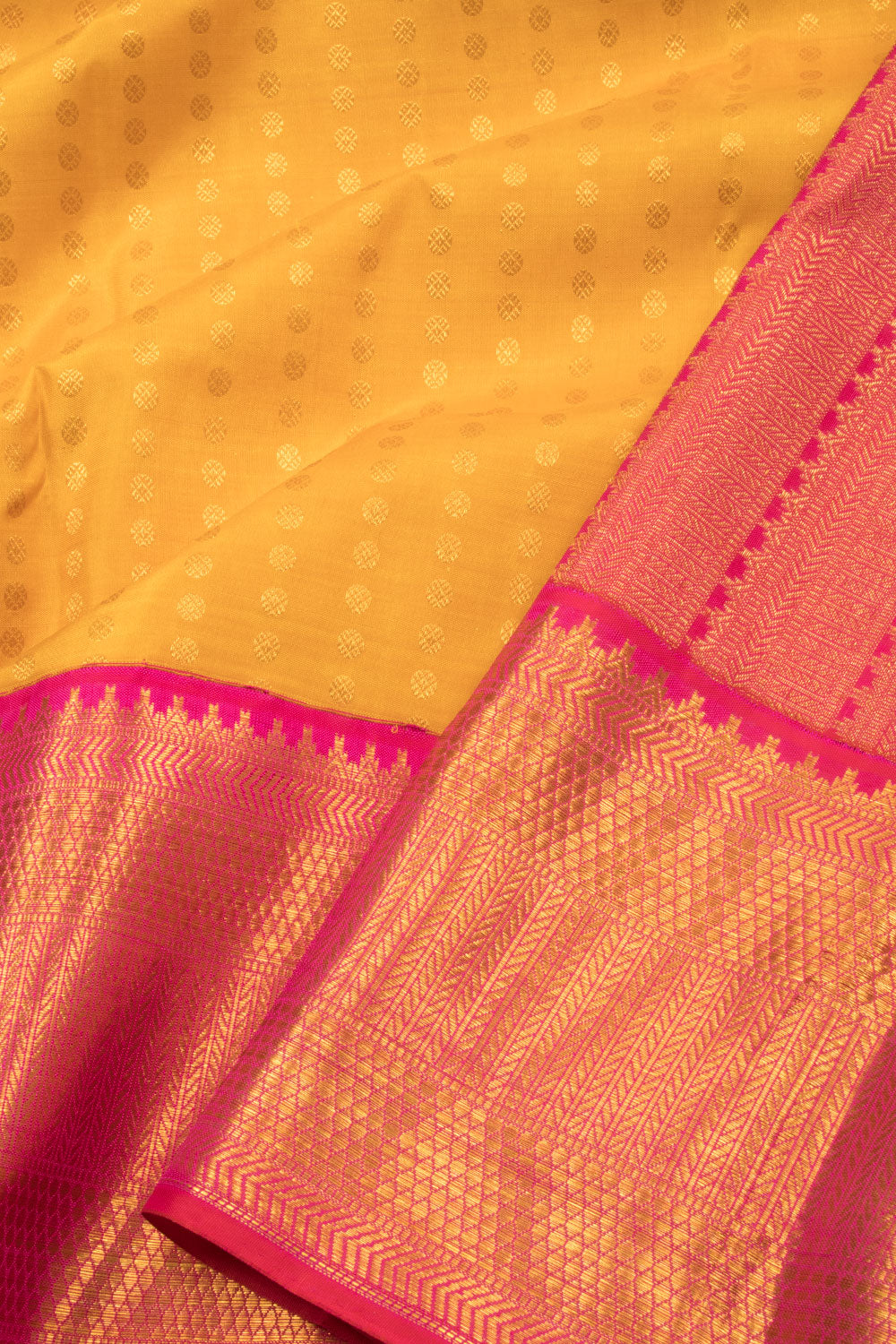 Mango Yellow Bridal Handloom Korvai Kanjivaram Silk Saree - Avishya