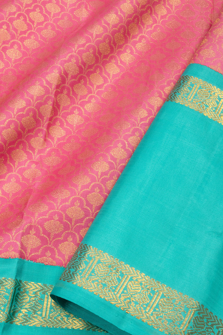 Blush Pink Korvai Bridal Kanjivaram Silk Saree - Avishya