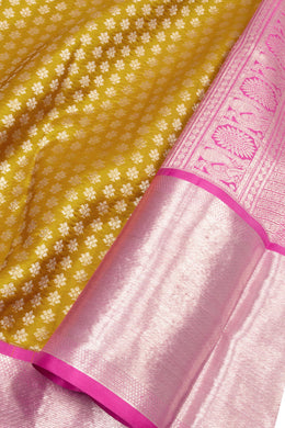 Mustard Yellow Bridal Korvai Kanjivaram Silk Saree 10067548