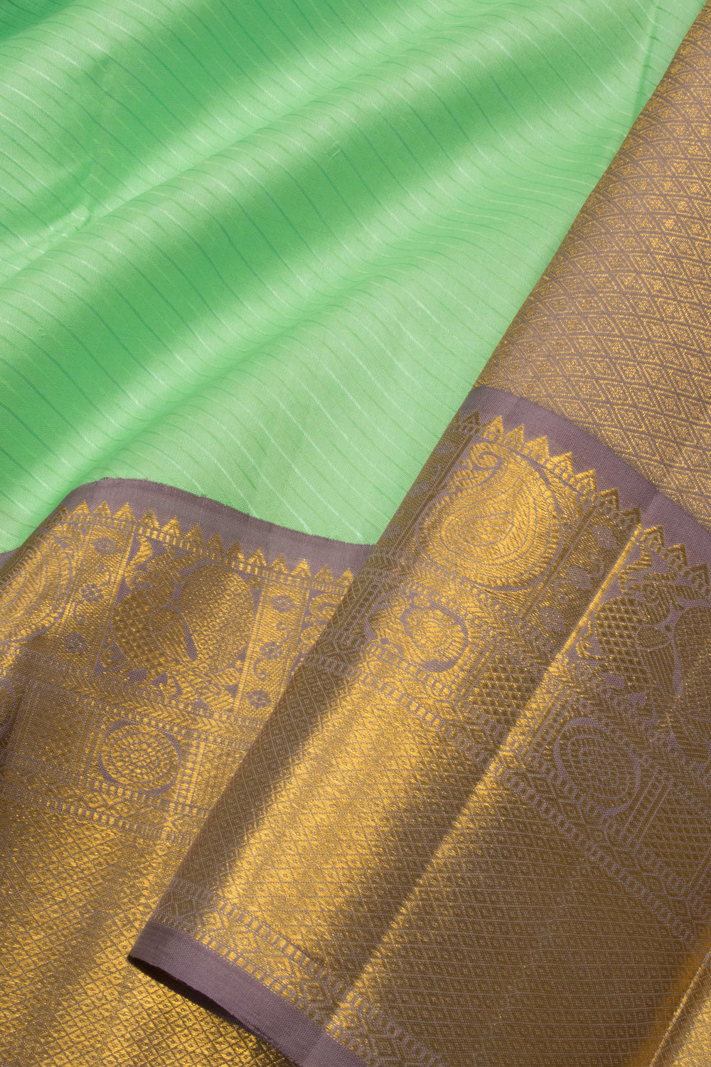 Pista Green Handloom Korvai Kanjivaram Silk Saree - Avishya