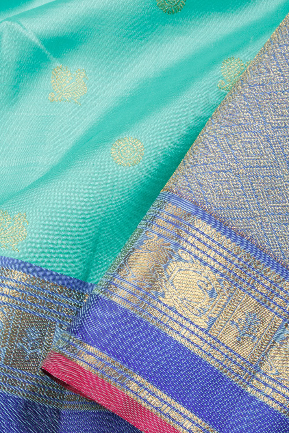 Turquoise Blue Handloom Bridal Kanjivaram silk saree - Avishya