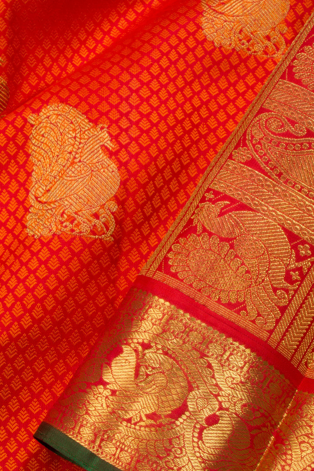 Scarlet Red Handloom Bridal Kanjivaram silk saree - Avishya
