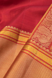 Fire Brick Red Handloom Kanjivaram silk saree - Avishya