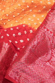 Coral Orange Bandhani Silk Saree - Avishya