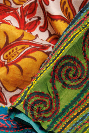 Cream Kantha Embroidered Silk Saree-Avishya