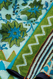 Pastel Blue Kantha Embroidered Silk Saree-Avishya