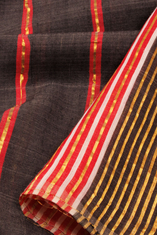 White - Tussar Silk Handloom Block Printed Bengal Hand Kantha Work Dupatta 19