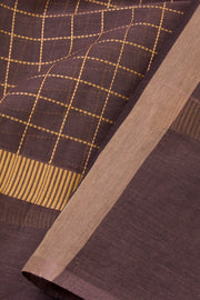 Brown Handwoven Kanchi Cotton Saree - Avishya