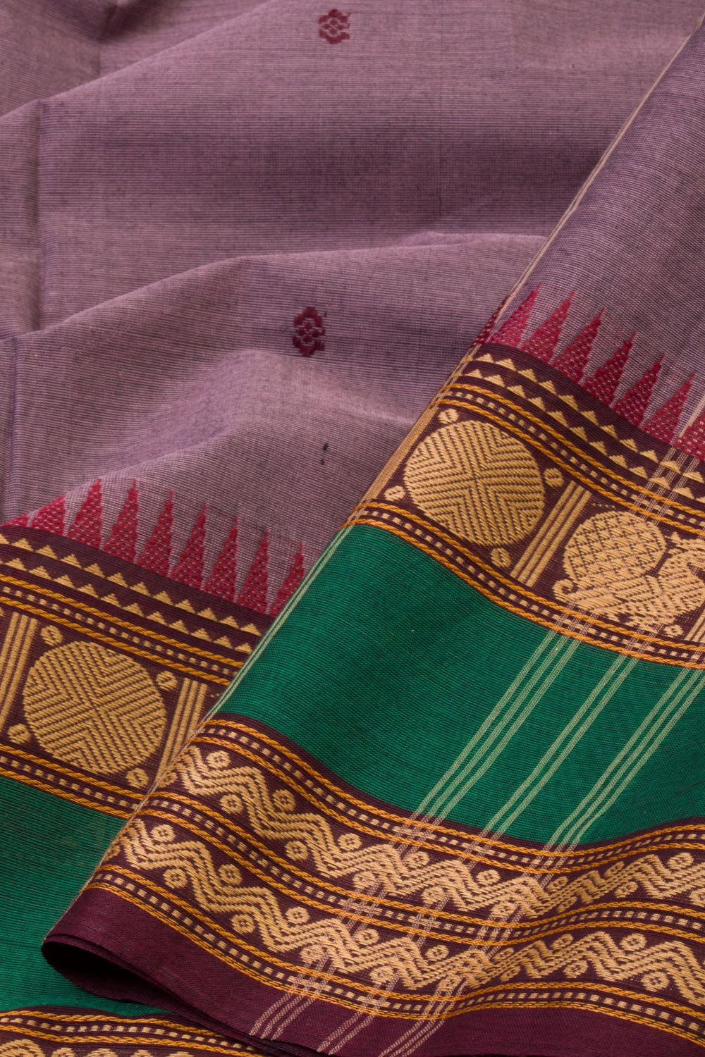 Pink Handwoven Kanchi Cotton Saree - Avishya
