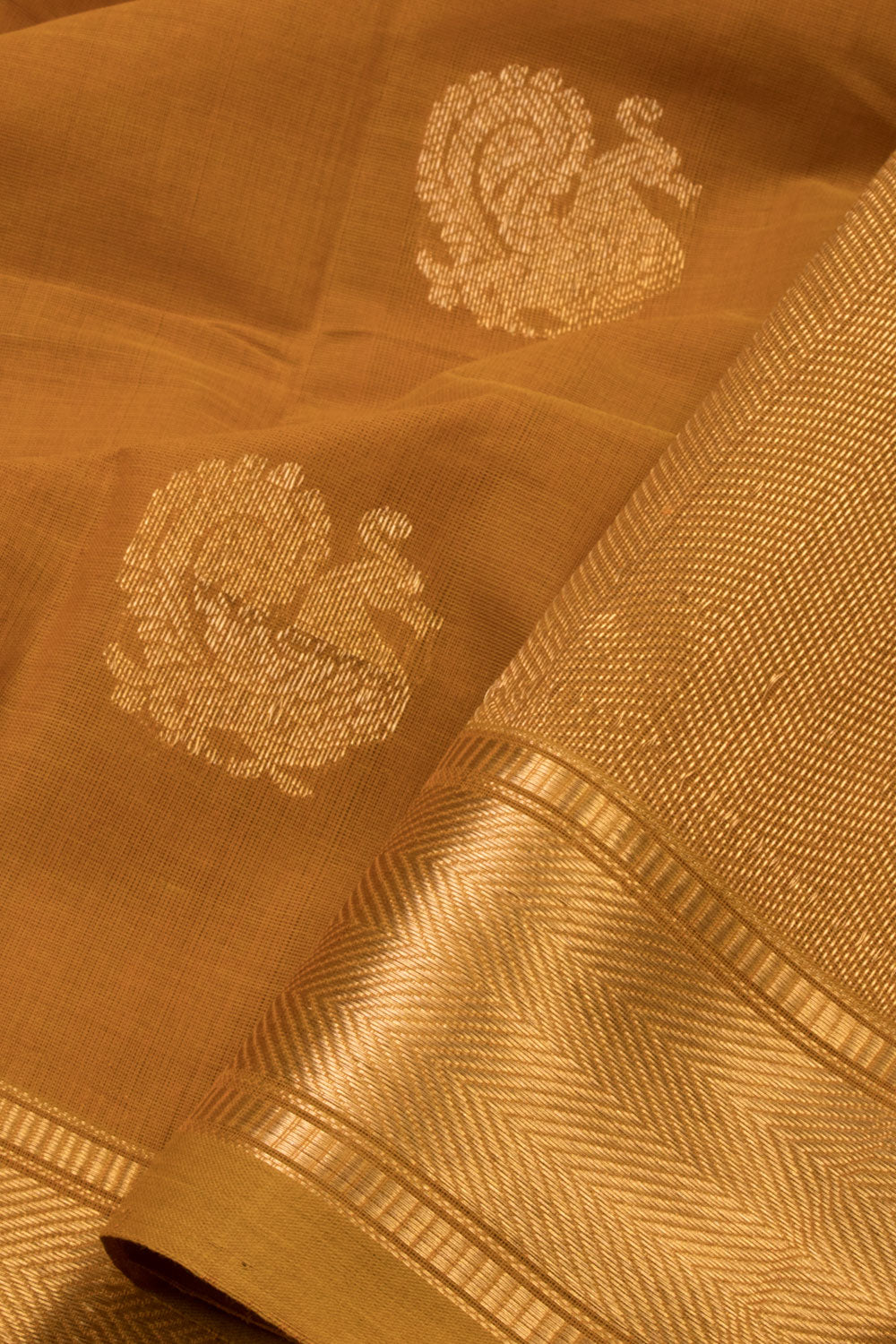 Brown Handwoven Kanchi Cotton Saree - Avishya