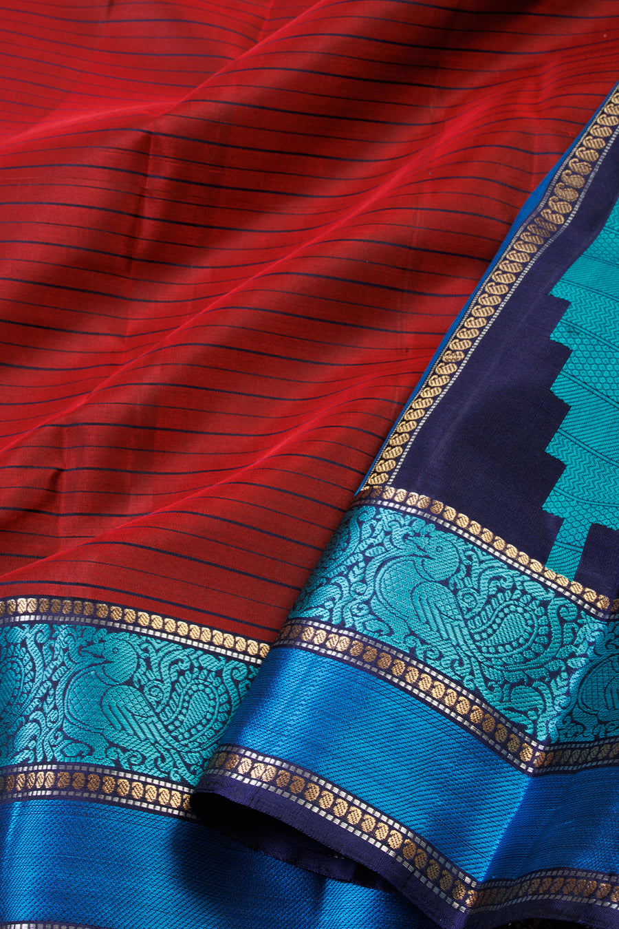 Maroon Threadwork Handloom Kanjivaram Silk Saree - Avishya