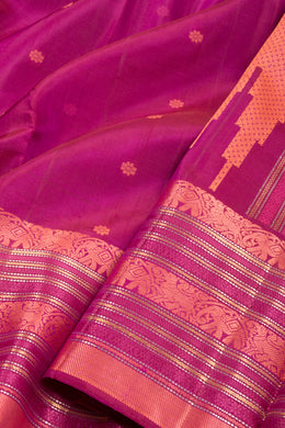Magenta Thread work Kanjivaram Silk Saree -Avishya