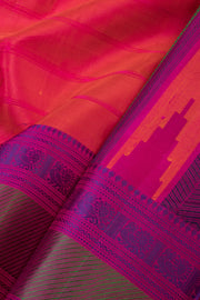 Orange Threadwork Handloom Kanjivaram Silk Saree - Avishya
