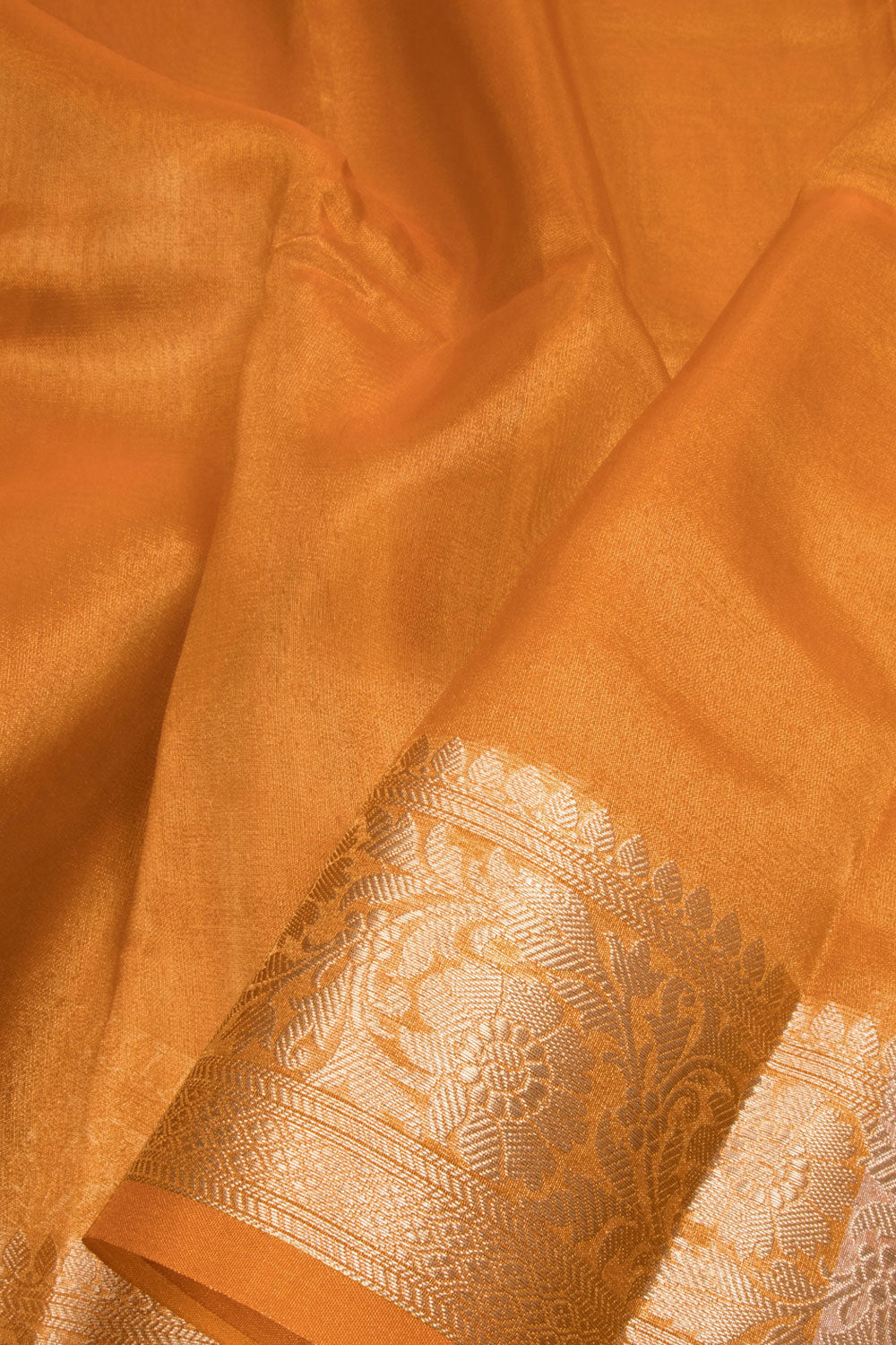 Orange Handloom Banarasi Organza Tissue Ghat Saree - Avishya