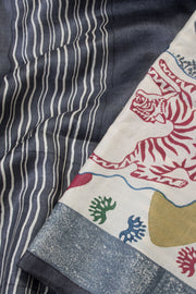 Multicolor Hand Painted Tussar Silk Saree - Avishya