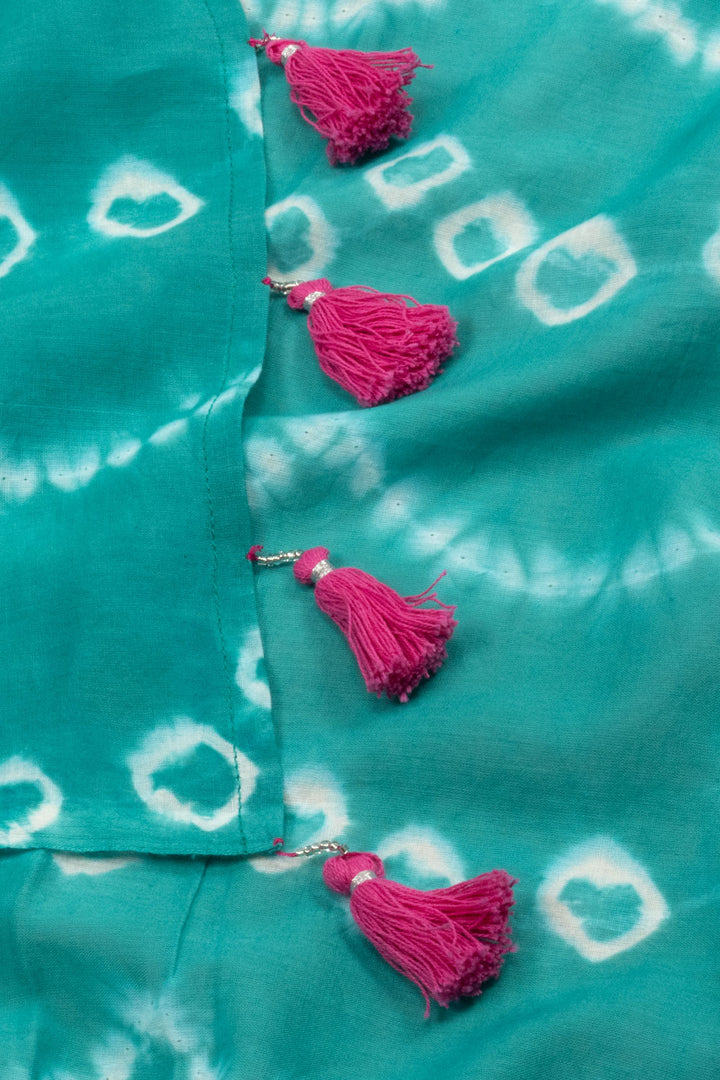 Blue Shibori Printed Mulmul Cotton Saree - Avishya