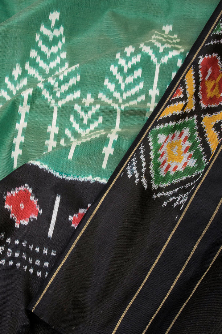 Green Handloom Pochampally Ikat Silk Saree 10067934