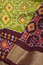 Green Handloom Pochampally Ikat Silk Saree 10067936