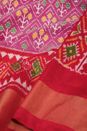 Peach Handloom Pochampally Ikat Silk Saree 10067939