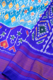 Blue Handloom Pochampally Ikat Silk Saree 10067945