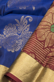 Space Blue Kanjivaram Soft Silk Saree - Avishya