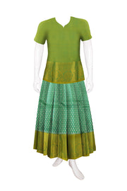 Green Kanjivaram Pattu Pavadai Material -Avishya