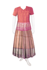 Brown Kanjivaram Pattu Pavadai Material - Avishya