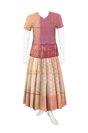 Peach Kanjivaram Pattu Pavadai Material-Avishya