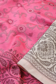 Pink Handloom Himroo Silk Cotton Saree - Avishya