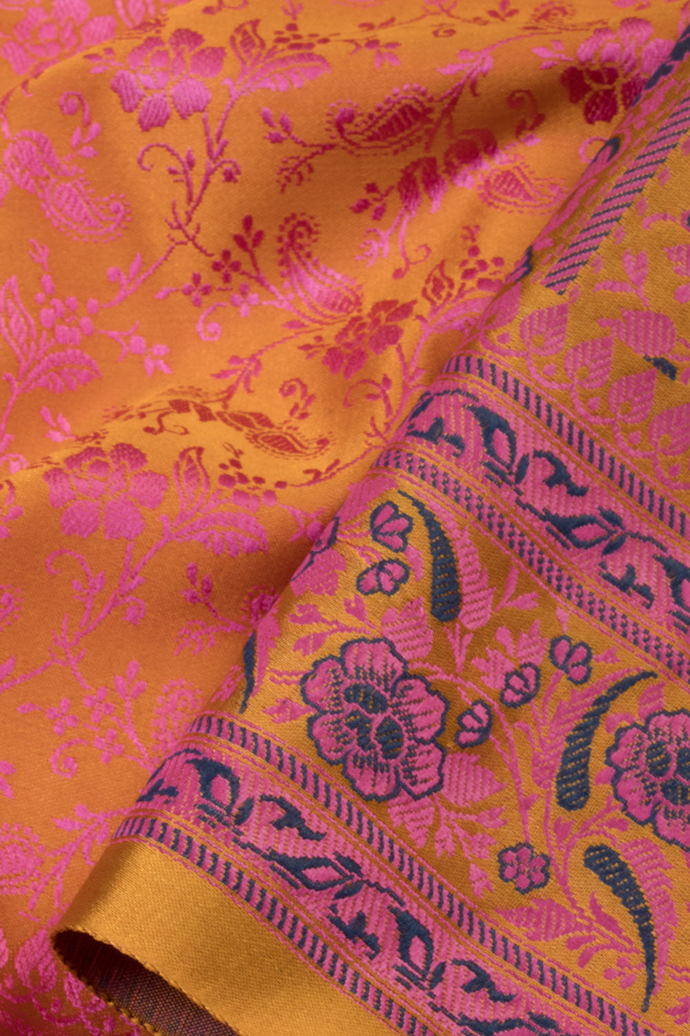 Orange Handloom Himroo Banana Silk Saree - Avishya