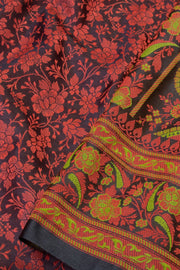 Black Handloom Himroo Banana Silk Saree - Avishya