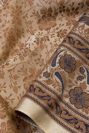 Beige Handloom Himroo Banana Silk Saree - Avishya