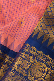 Peach Pink Handloom Gadwal Kuttu Silk Saree - Avishya