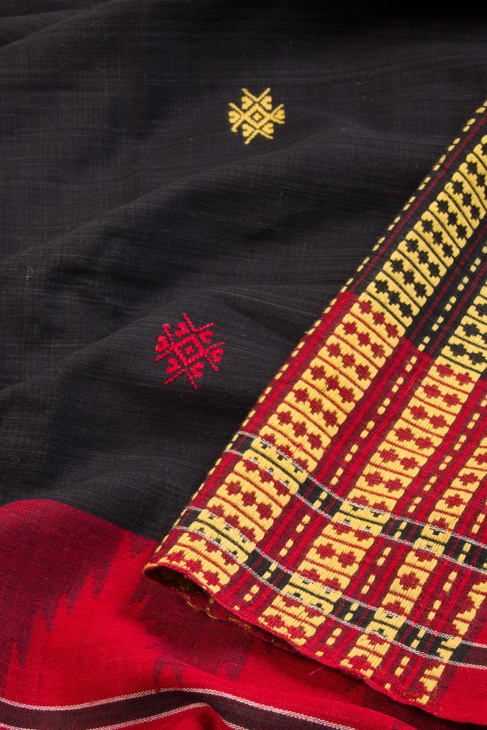 Black Handloom Kotpad Cotton Saree -Avishya