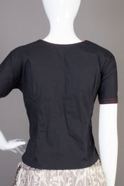 Black Shawl Neck Cotton Crop Top-Avishya