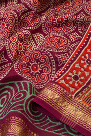 Maroon Anokhi Hand Block Printed Saree 10068109